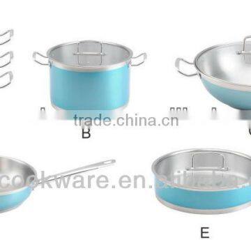 2014 New Products 304 High Guangdong Quality Stainless Steel Cookware Set With Hiqh Termperature Paint Exterior For Wholesale