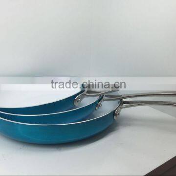 2015 Modern design healthy 24cm,26cm,28cm blue color aluminum ceramic coating frying pan