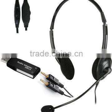 Lightweight USB Computer headphone with microphone for Skye and Multimedia USB-212S