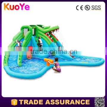 high quality crocodile type inflatable water slide with pool for kids