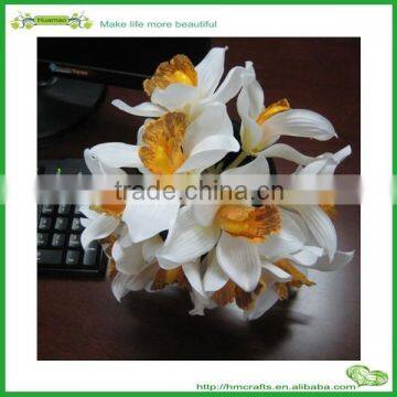 factory customized top sell cheap bride wedding bouquets artificial silk Cymbidium flowers