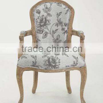 French /European Style Square Back Solid OAK Flower Fabric Arm Chair/Ding Chair/Living Leisure Chair(CH-859-Oak) photo-2