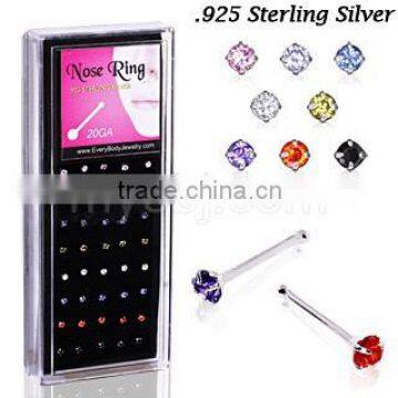 silver CZ nose percing ring