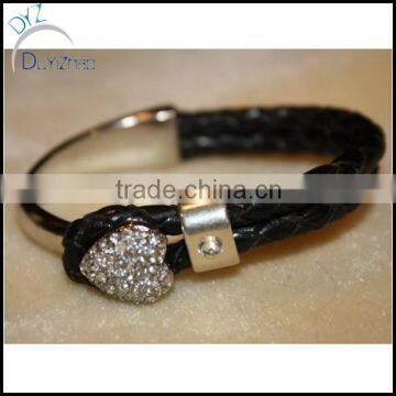 leather cord weaving Inside Stitched Lambskin Cord Leather Bracelets