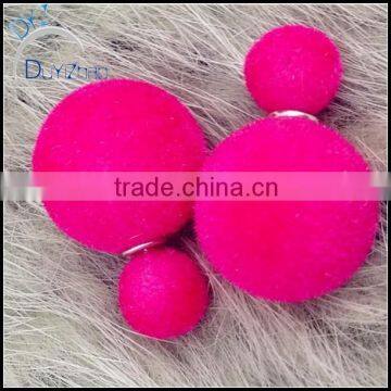 Cheap Earrings Two Ball Woolen Stud Earrings