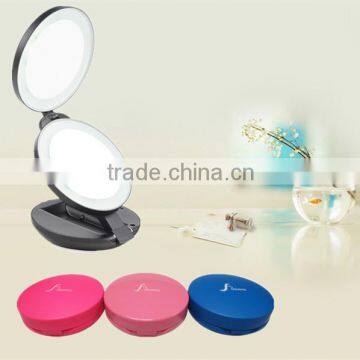 round table led lighted mirror for makeup / plastic colorful led mirror for makeup