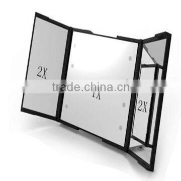 Rectangle trifold vanity 2X magnifying cosmetic mirror type