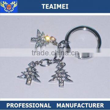 Christmas Tree Metal Key Ring Crystal Key Holder Keychains
