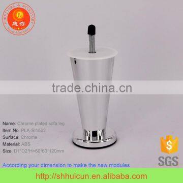 Plastic ABS Cone Type Chromed Siliver Metal Table Feet