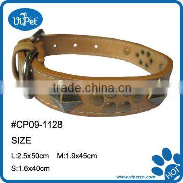 Classical Pu leather dog collar with copper rivet