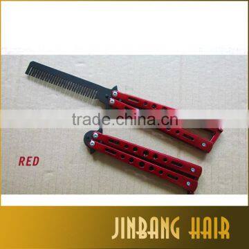 2016 New Style Products Stainless Steel Foldable Balisong Butterfly Knife Style Butterfly Hair Comb