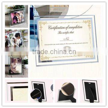 cheap beveled frameless glass certificate frame for graduation gifts
