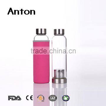 15oz hot sale drinking bottle clear heat resistant mineral water glass