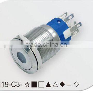 Dot illuminated stainless stell 19mm push button switch