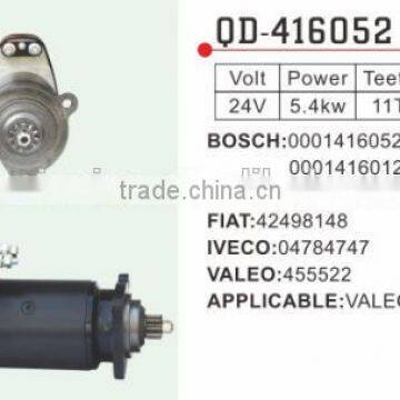 Valeo Starter Motor 455522 Iveco 04784747 Fiat 42498148 Woodauto STR22057 Bosch 0-001-416-052
