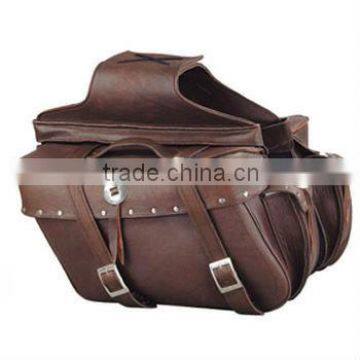 Brown Leather Motorcycle Saddle Bag, Genuine Leather Saddle Bags