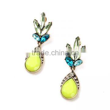 Fluorescence Yellow Drop Acrylic Flower Shaped Latest Trends Earrings photo-5