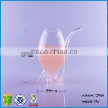 120ml drinking glass wine cup with straw