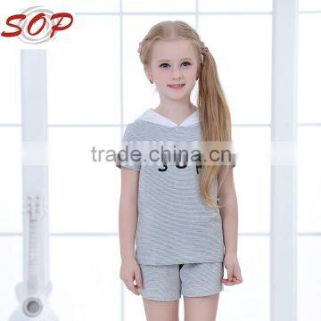 Gray 2016 child clothing cotton casual summer kids clothing set