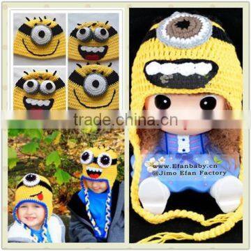 despicable me yellow cartoon characters custom crocheted beanies minion baby knitted hats patterns