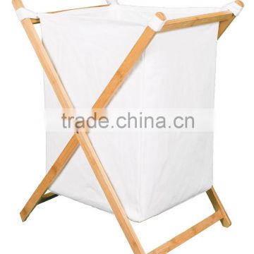 X shape Bamboo Hamper friendly Natural Bamboo laundry hamper with Machine Washable Cotton Canvas Liner hamper basket