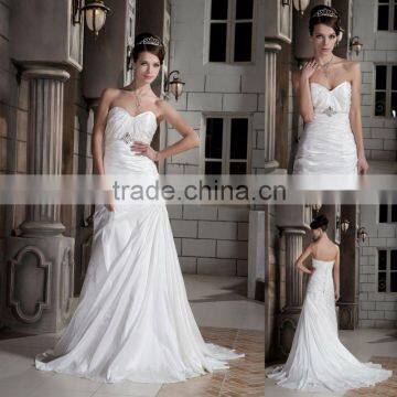 Sweetheart Luxurious Satin Ruffles A-line Floor Length Wedding Dress xyy03-102