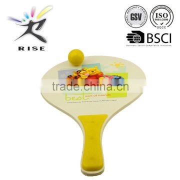 wooden beach paddle racket with PVC ball