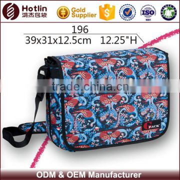 Blue Pattern Fabric European Shoulder Bag For Men