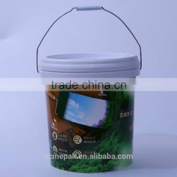 20L IML paint plastic bucket with lid and handle