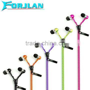 3.5 jack hotseling zipper earphone for mobile