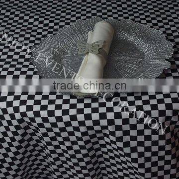 YHT#63 check plaid polyester banquet wedding wholesale cheap table cloth linen overlay