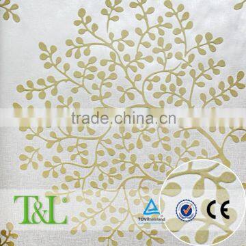 Cream color flock velvet nature wall paper 3d