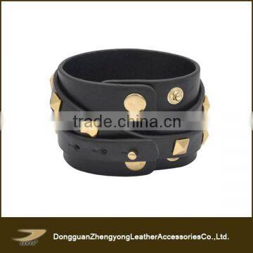 Janyo Custom Popular Fashion Rivet PU Bracelet For Men