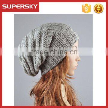 V-313 slouchy chunky wool beanie baggy women beanie hat earflap beanie hat