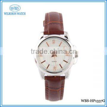 Fashion leather lady casual silver watch