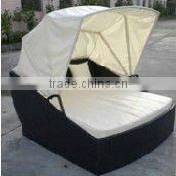 modern leisure outdoor wicker sun rattan lounge bed with canopy                        
                                                Quality Choice