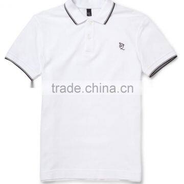 White fashion embroidery applique polo shirt