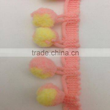 bobble ball fringe mix colors tape clothing accessories yellow peach pink mini pom pom trim lace