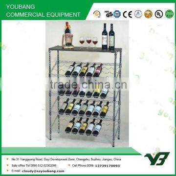 2015 hot sell NSF 48x14 inch light duty 5 layer chrome slant wine display rack (YB-WS043)