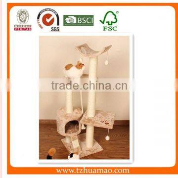 Cat scratcher & Hot sale cheap wholesale cat tree for cats Beige Cat furniture Cat tree with sleeping bag luxury