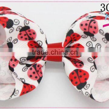 Cute ladybug printing hair bow(approved by BV)