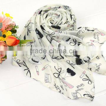 Hot Sale Women Cheap Flowers Chiffon Long Scarfs Fashion Chiffon scarf From Real Scarf Factory