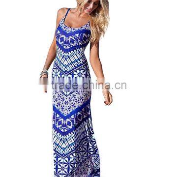 TE3030 Fashion sexy 2016 women digital printing condole belt dress