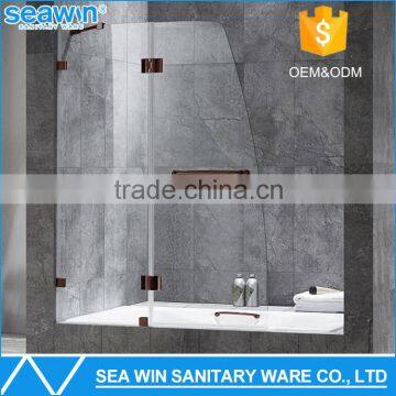 Hot sale European style tempered glass framless hinge style folding bath screen