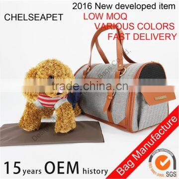 2 tones handle luxury dog carrier bag portable foldable cat bag