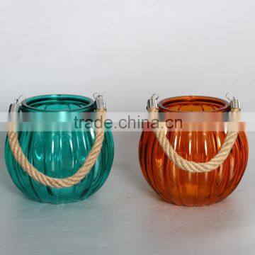 glass round candle hodler with handle