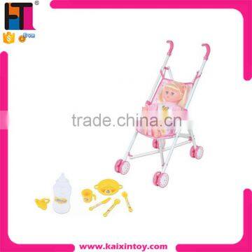 16 Inch Ten IC Sounds Feeding Doll Plastic Baby Doll With Stroller