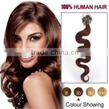 silky straight stick-tip hair extension/nail-tip human hair/hair products/hair extension