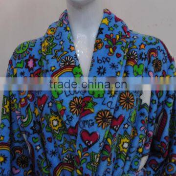 Printed Home Coral Fleece Bathrobfe Beauty Robe Women Soft Bathrobe