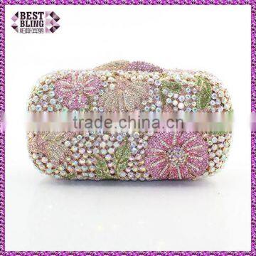pink flower clutch bag special bag crystal and rhinestone evening bag (8623A-P)